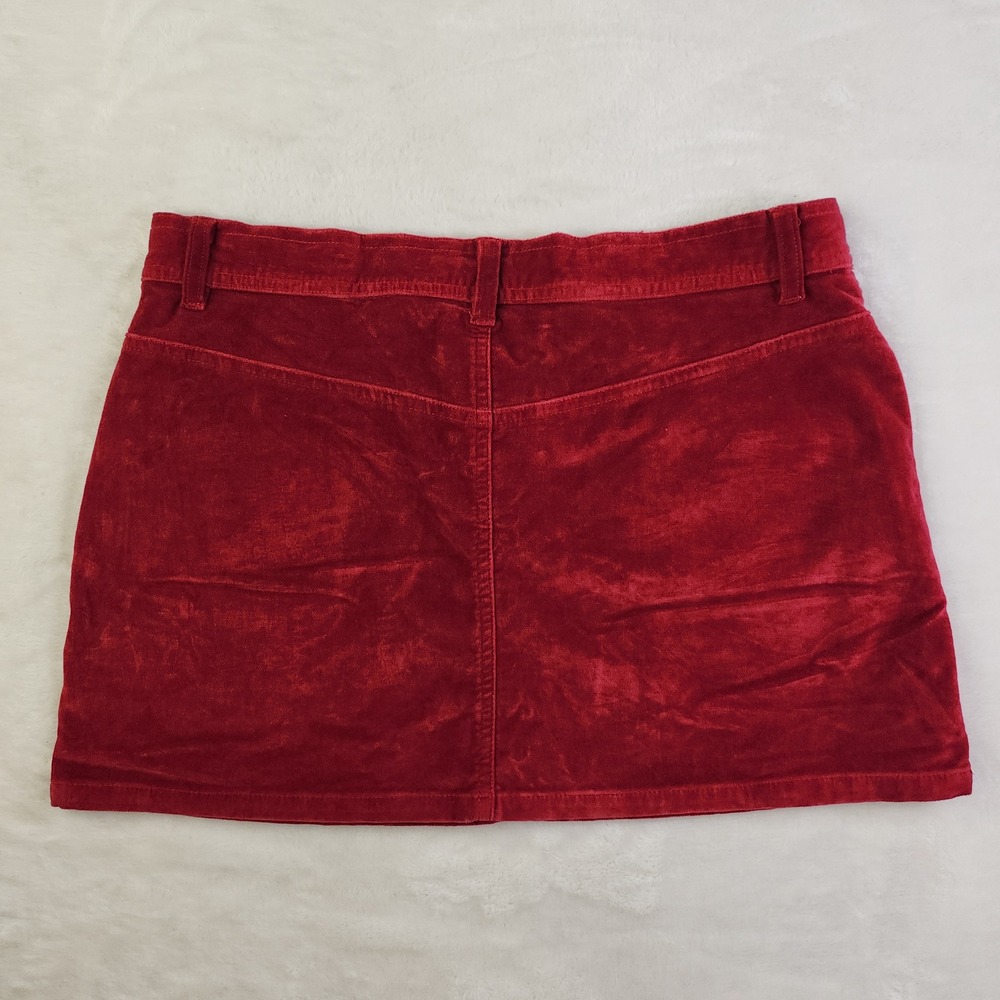 Vintage 90s Guess Velour Micro Mini Skirt Womens 27 Red Cargo Utility Whimsigoth - Picture 7 of 13